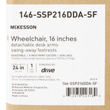 Wheelchair McKesson Dual Axle Desk Length Arm Swing-Away Footrest Black Upholstery 16 Inch Seat Width Adult 250 lbs. Weight Capacity McKesson