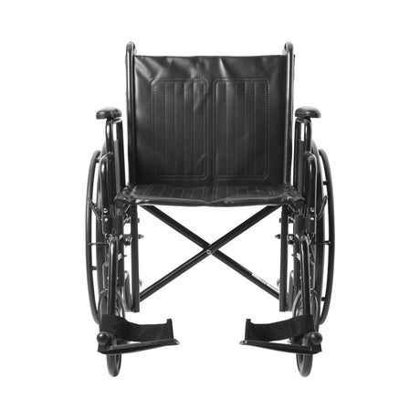 Wheelchair McKesson Dual Axle Desk Length Arm Swing-Away Footrest Black Upholstery 20 Inch Seat Width Adult 350 lbs. Weight Capacity McKesson