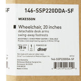 Wheelchair McKesson Dual Axle Desk Length Arm Swing-Away Footrest Black Upholstery 20 Inch Seat Width Adult 350 lbs. Weight Capacity McKesson