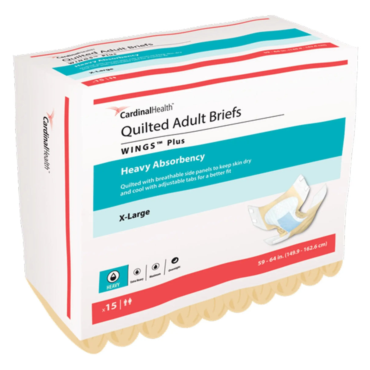 Wings™ Plus Quilted Heavy Absorbency Incontinence Brief, Extra Large Wings™