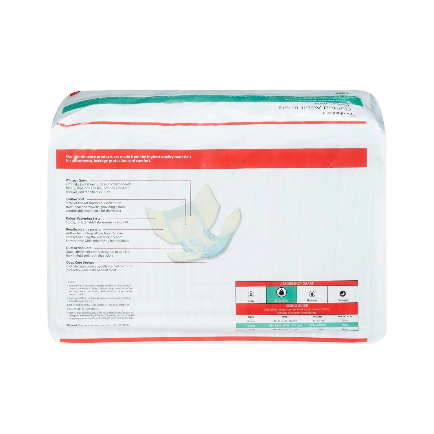 Wings™ Ultra Quilted Extra Heavy Absorbency Incontinence Brief, Large Wings™ Ultra