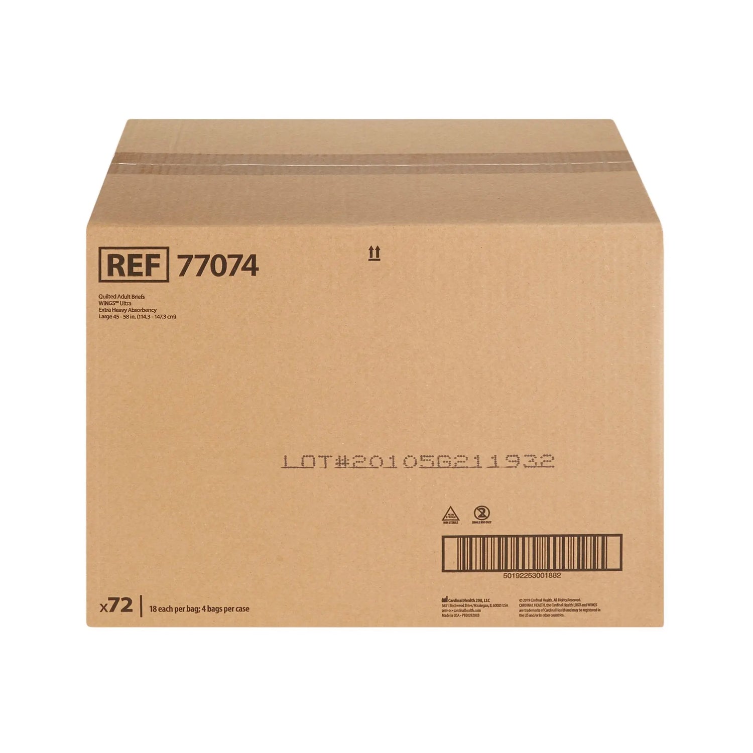 Wings™ Ultra Quilted Extra Heavy Absorbency Incontinence Brief, Large Wings™ Ultra