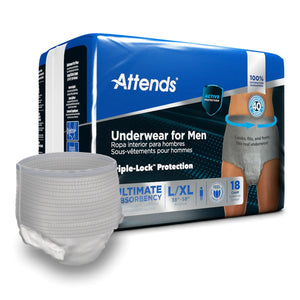 Attends® Discreet Men's Underwear, Level 5, Large / X-Large Attends® For Men