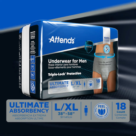 Attends® Discreet Men's Underwear, Level 5, Large / X-Large Attends® For Men