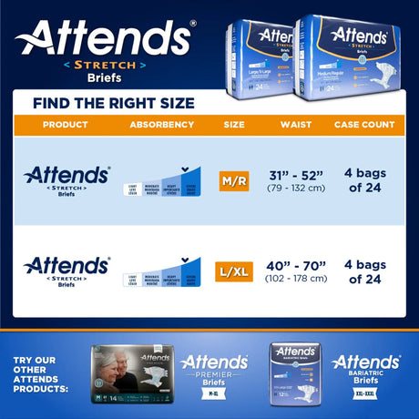 Attends® Stretch Briefs, Large / X-Large Attends® Stretch