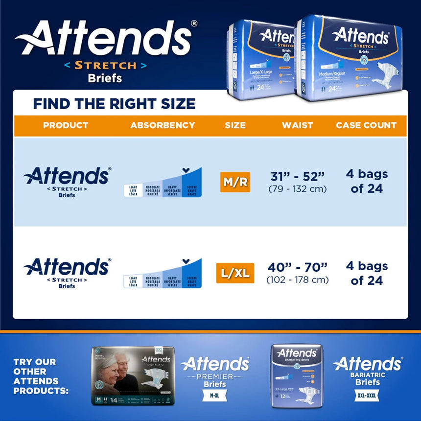 Attends® Stretch Briefs, Large / X-Large Attends® Stretch