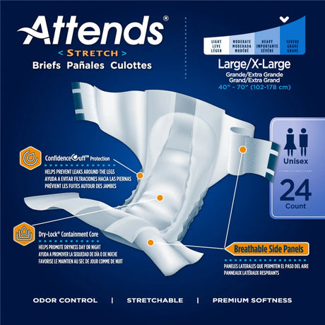 Attends® Stretch Briefs, Large / X-Large Attends® Stretch