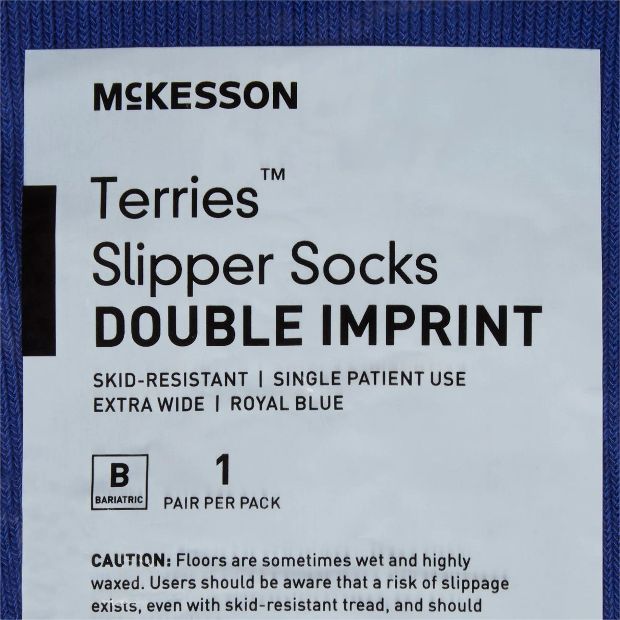 McKesson Terries™ Adult Slipper Socks, Bariatric / X-Wide, Royal Blue McKesson Terries™