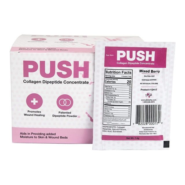 PUSH Collagen Dipeptide Concentrate, Mixed Berry Flavor PUSH Collagen Dipeptide Concentrate