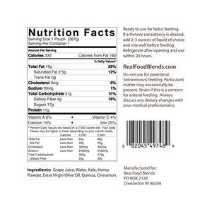 Real Food Blends™ Quinoa, Kale & Hemp Pureed Food Blend for Tube Feeding, 9.4-ounce pouch Real Food Blends®
