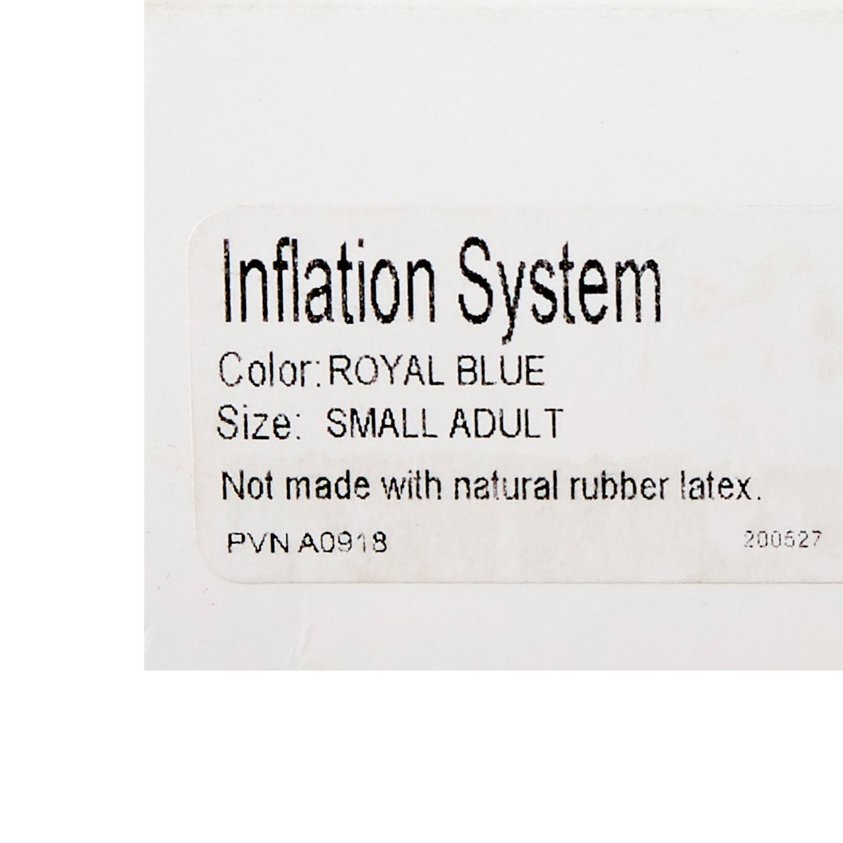 INFLATION SYSTEM, BP LF RBLU SM ADLT (1/BX 15BX/CS
