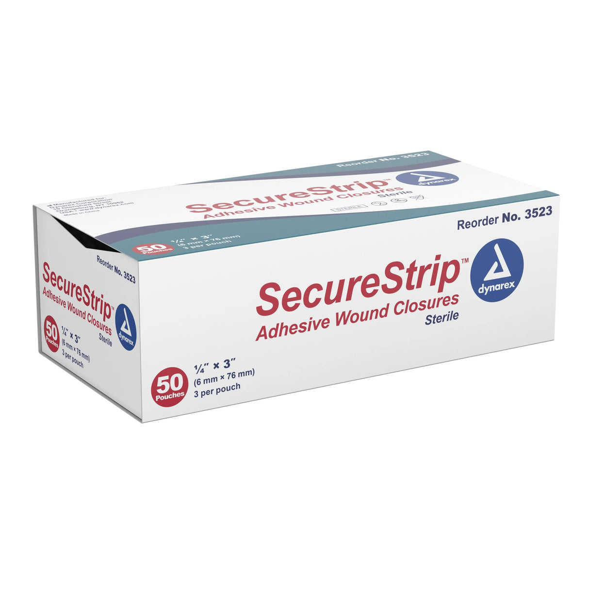 dynarex® Secure Strip™ Adhesive Wound Closure Strip, ¼ by 3 Inches Secure Strip™