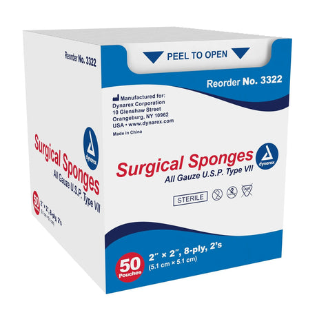 dynarex® Sterile Gauze Sponge, 2 x 2 Inch, 8-Ply Dynarex®