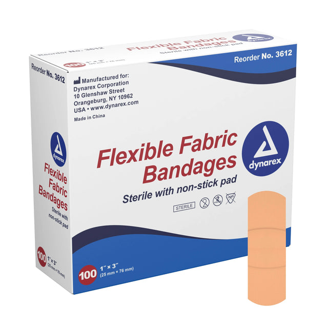 dynarex® Tan Adhesive Fabric Bandage, 1 x 3 Inch Dynarex®