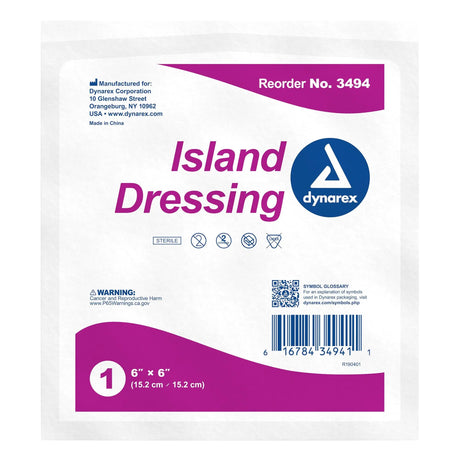 dynarex® White Adhesive Dressing, 6 x 6 Inch Dynarex