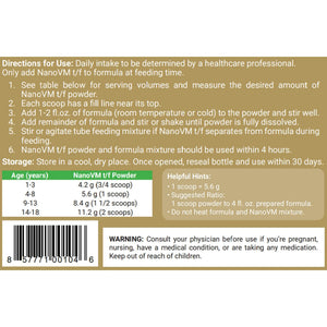 NanoVM® t/f Powder Pediatric Tube Feeding Formula, 275 Gram Jar NanoVM® tf