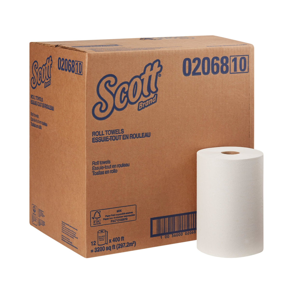 Scott® Essential White Paper Towel, 8 Inch x 400 Foot, 12 Rolls per Case Scott® Essential