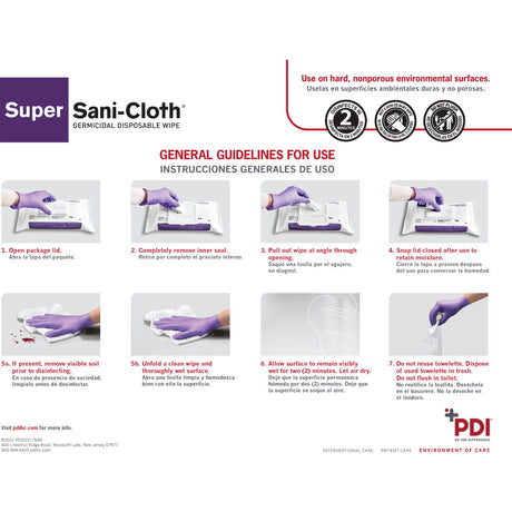 WIPE, GERMICIDAL SUPER SANI-CLOTH SFT PAK DISP (80/PK 9PK/CS