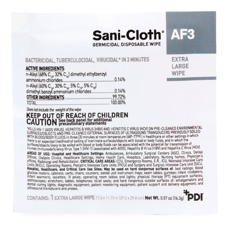 Sani-Cloth® AF3 Surface Disinfectant Cleaner Wipes, X-Large Individual Packet Sani-Cloth® AF3